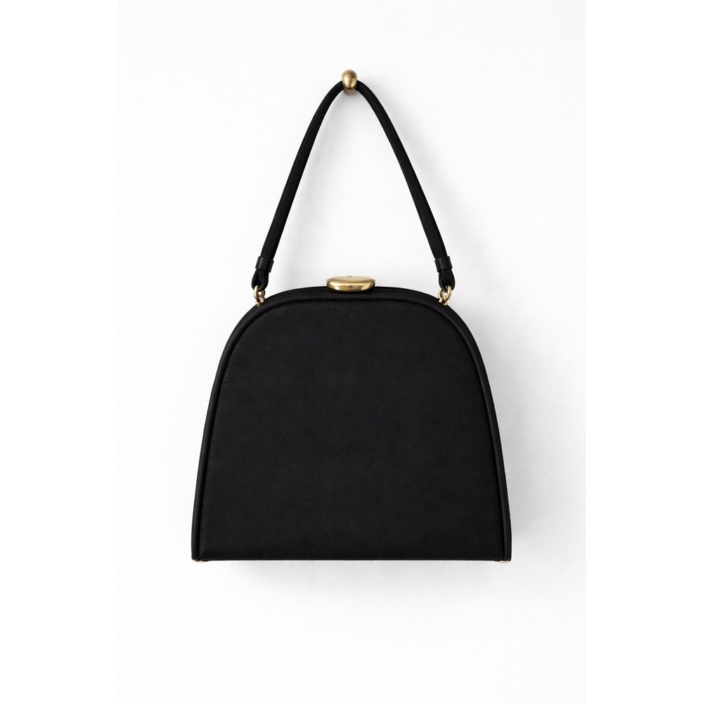 Vtg  Morris Moskowitz MM Evening Bag Purse Black Faille MCM Gold Clasp‎ Twee